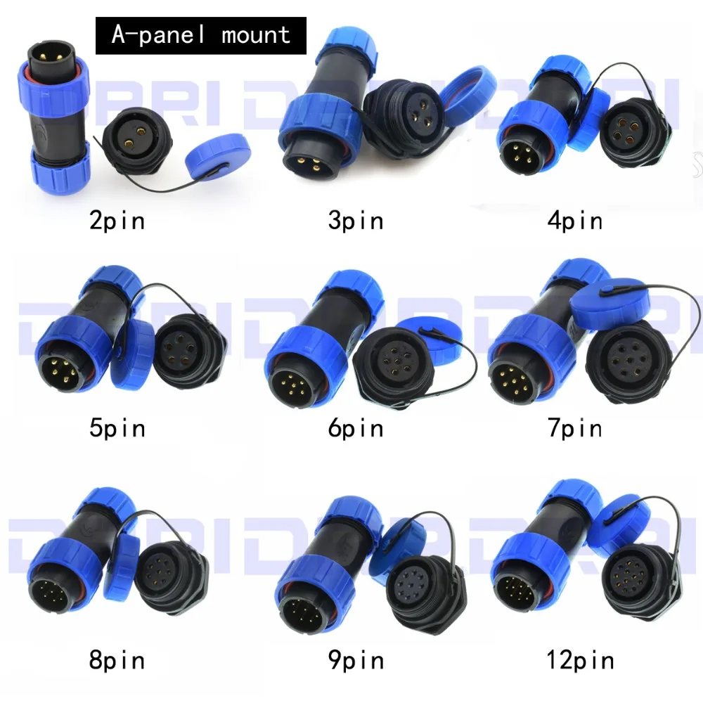 

SP21 Chassis Panel Mount 2 3 4 5 6 7 8 9 10 12pin IP68 waterproof Circular Aviation Plug Cable connector