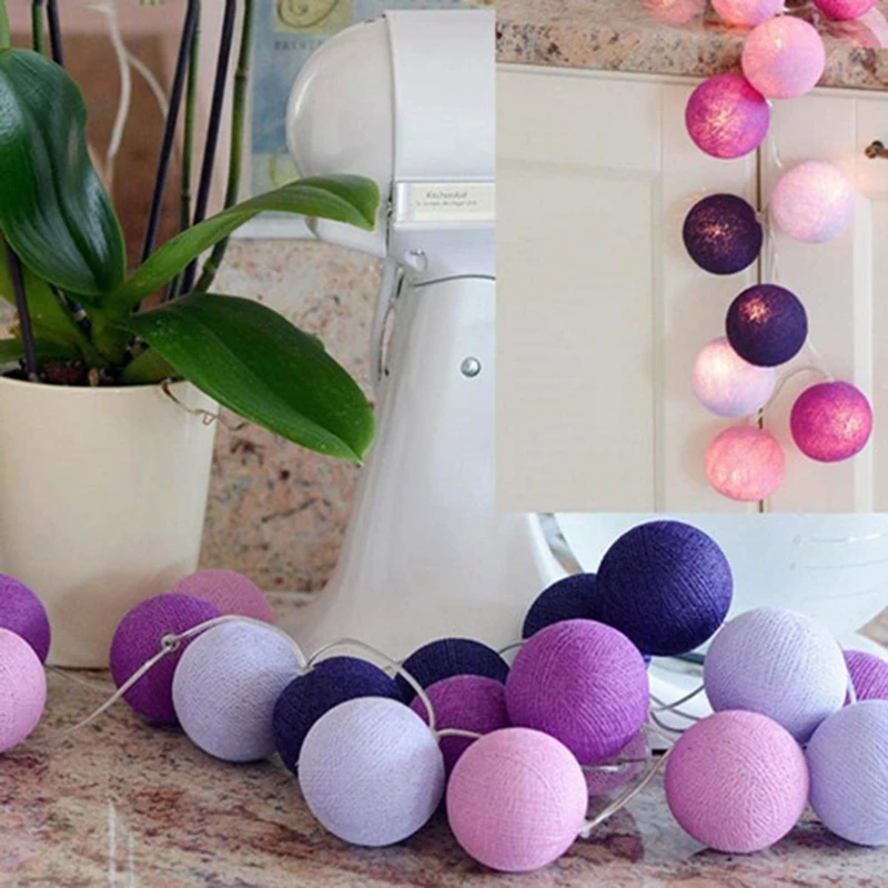 

Dkale 6M 40 LED 3M 20 LED Cotton Ball String Light Colorful Decorative Christmas Fairy Lamp Plug Battery Holiday Decoration
