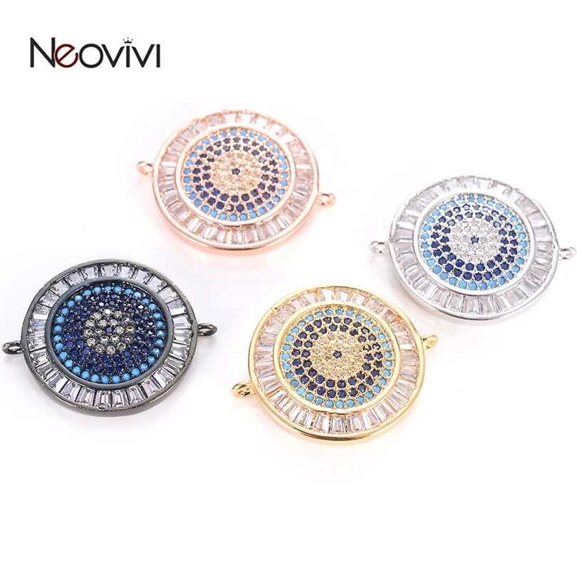 

Neovivi Greek Round Beads for Beadwork DIY Bracelets Necklaces Jewelry Accessories Pave Zircon Evil EYE Charms Adjustable Chains