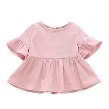 Musim panas Bayi Kemeja Katun Daun Teratai lengan Pendek Blus Gadis Little Maven Gadis Kualitas Tinggi