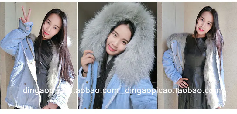 Zhou Dongyu, the same type of fox fur collar jeans windbreaker coat star, your female head fox fur coat
