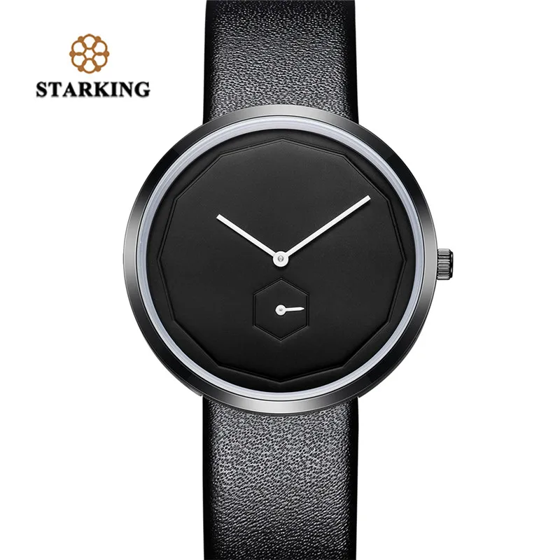 

STARKING Creative Unique Design Couple Wristwatch Waterproof Minimalism Genuine Leather Sport Watches Quartz Clock kol saati
