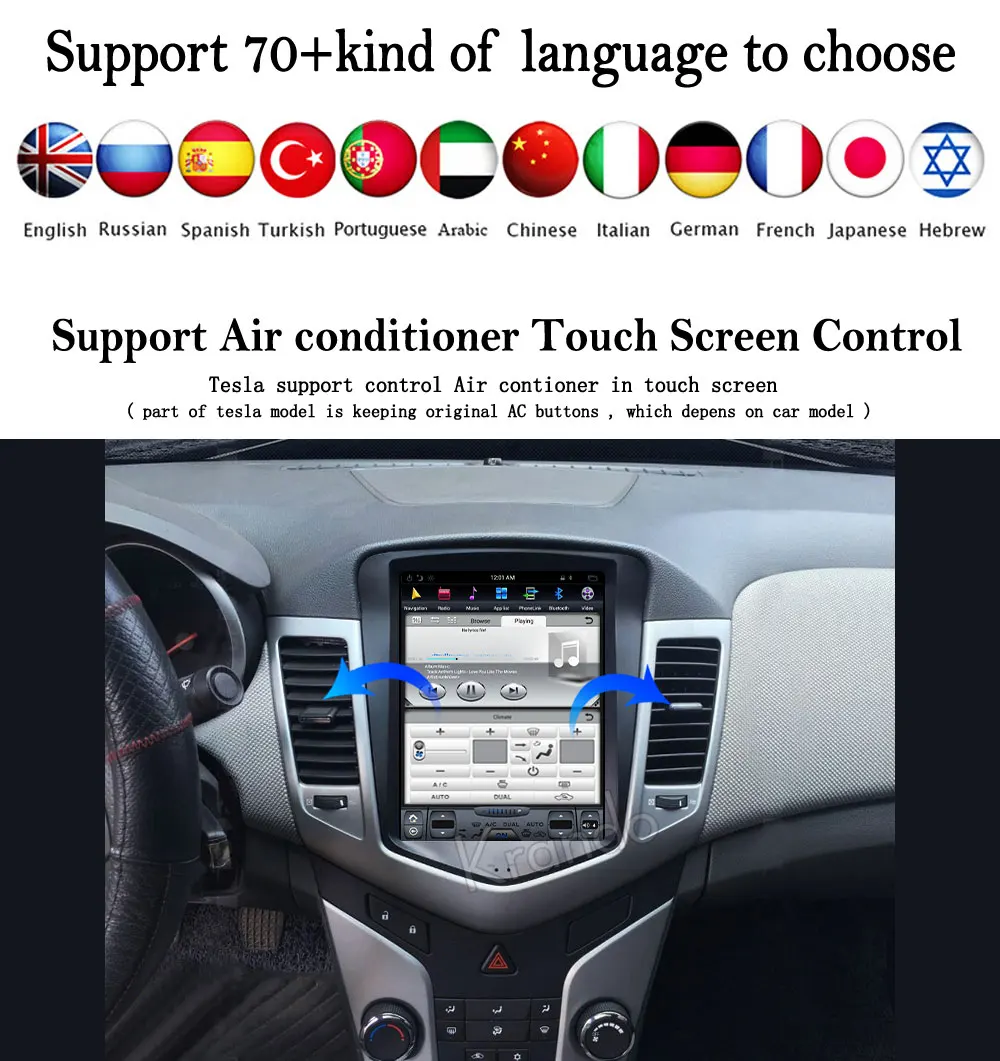 Best Krando Android 8.1 9.7" Tesla Vertical screen car audio radio system GPS for Chevrolet Cruze 2009-2014 navigation player BT 8