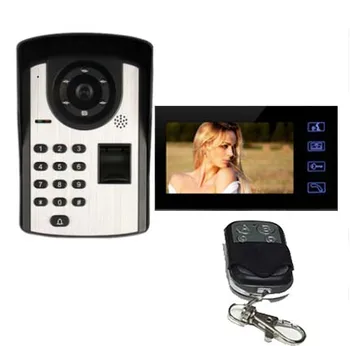 

MOUNTAINONE 7" Screen Video Door Phone Doorbell Intercom System+Waterproof Fingerprint Code Keypad Remote Access Door Camera 1V1