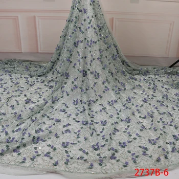 

Most Popular French Mesh Lace Handmade Tulle Lace Fabric With Pretty Beaded 3D Net Lace For Wedding Dress Good Quality GD2737B-6