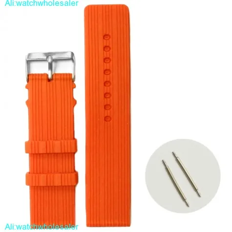 24mm Orange Color Silicone Jelly Rubber Ladies Men Watch Band Straps WB1071H24JB