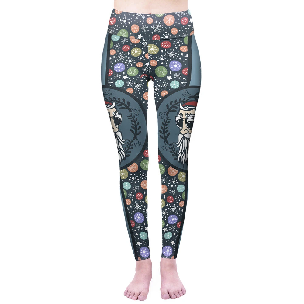 

Fashion Women High Waist Bad Santa Leggins Slim Fitness Pants Punk Elasticity Leggings Workou Legins