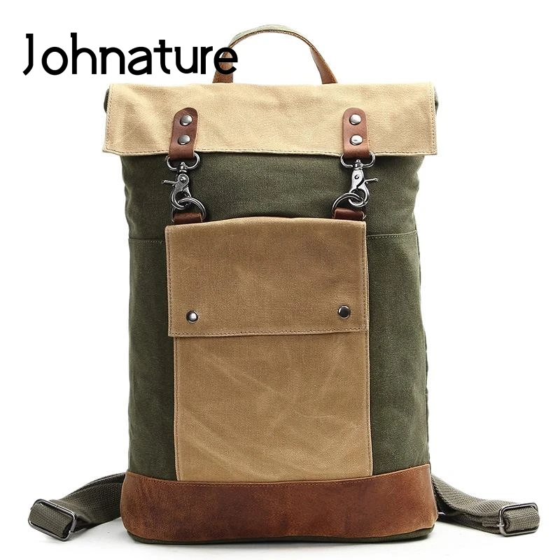 Johnature 2020 Новый Винтажный панельный рюкзак большой емкости водонепроницаемый
