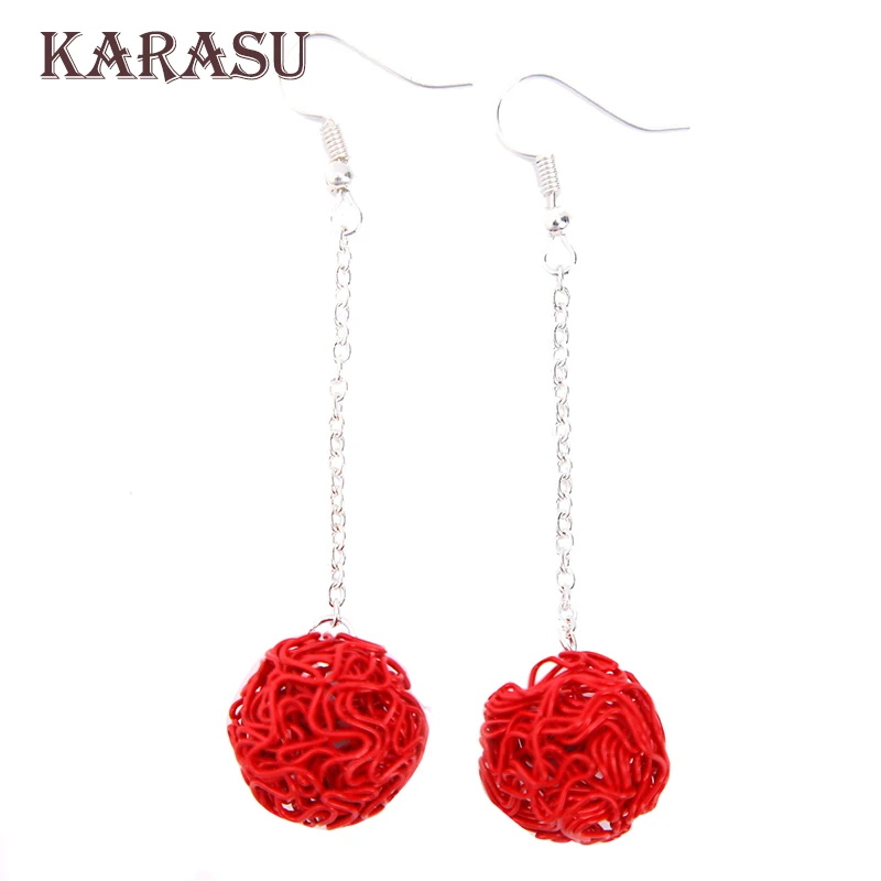 KARASU New Arrival Hollow Red Ball Drop Earrings For Women Elegant Long