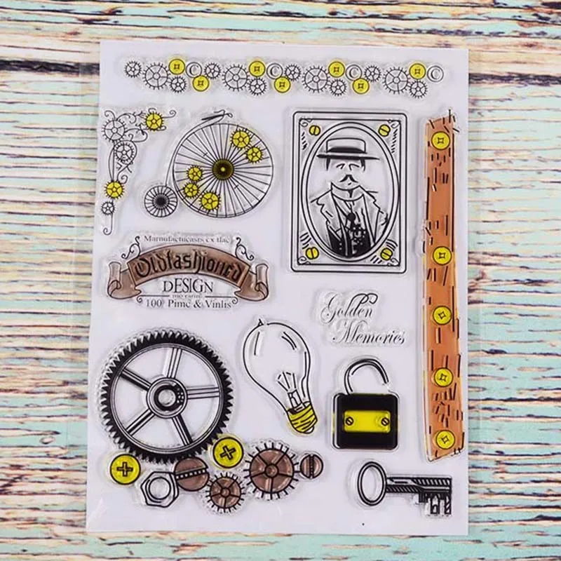 

Gear lock and key Transparent clear stamp for DIY Scrapbooking/Card Making/Kids Christmas Fun Decoration Supplies