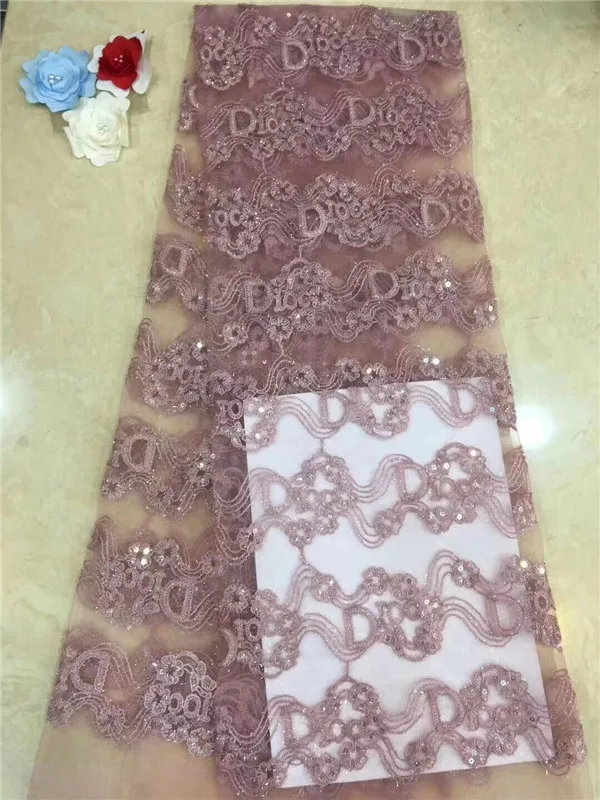 2019 Latest Design African Tulle Lace Fabric With sequins High Quality French Net For Wedding Dress Purple Pink | Дом и сад