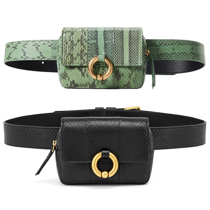 

JHD-Vogue Design Waist Bags Fanny Pack For Women High-End Leather Serpentine Lady Belt Bags Phone Bag Handy Bum Bag
