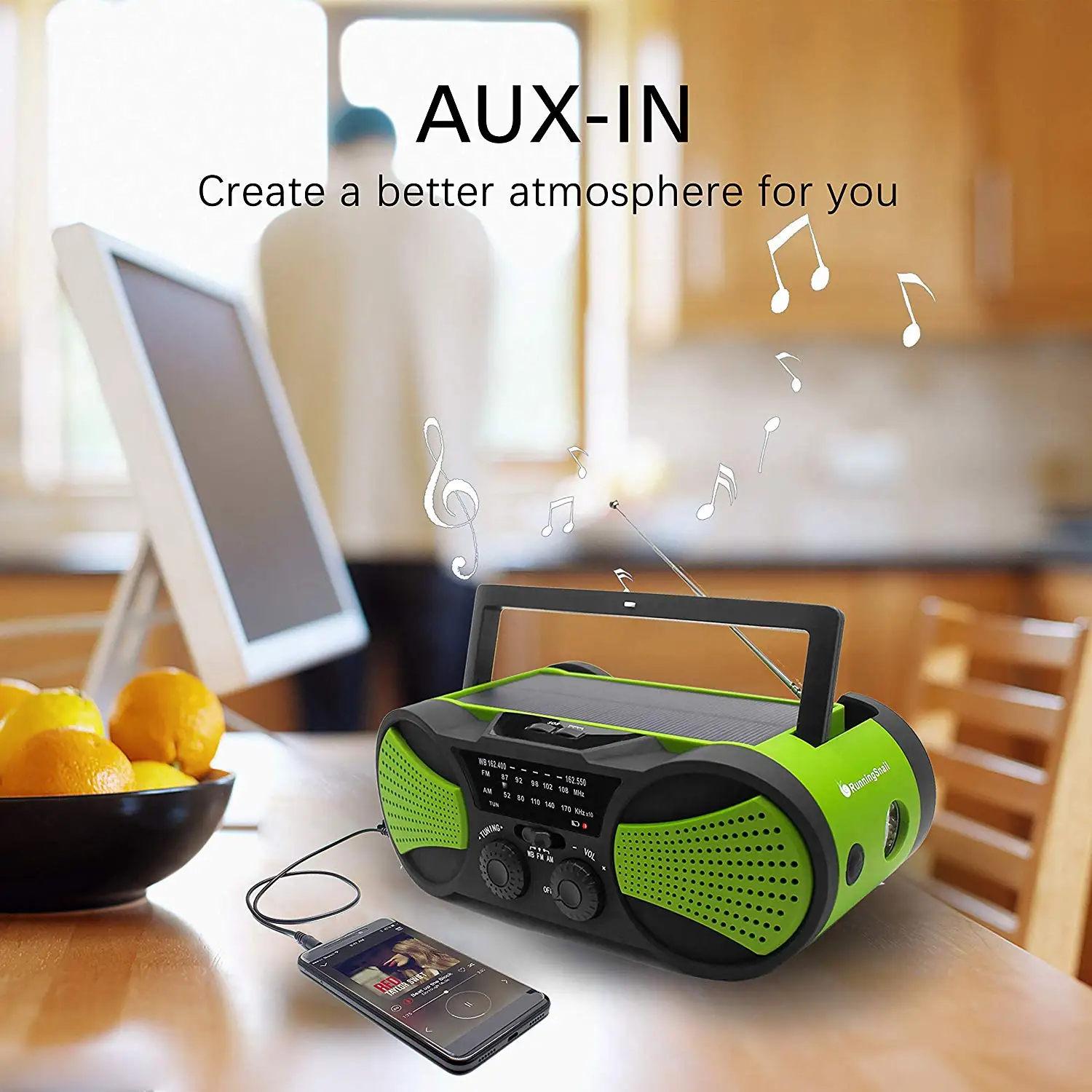 Solar Portable Radio Power WB Crank Emergency Power Bank Hand Crank Self Powered AM/FM Weather 2000mAh Rechargeable