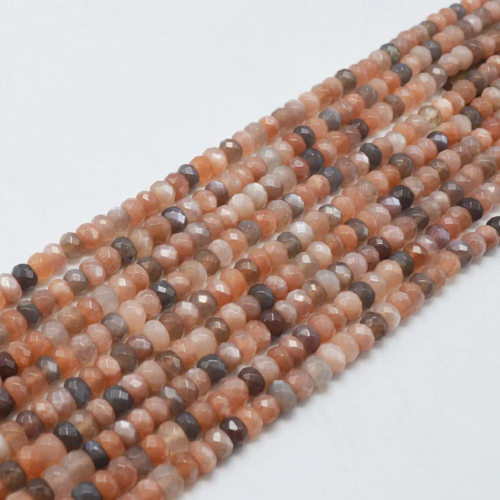 

Good Quality Natural Mixed Color Moonstone Faceted Rondelle Beads 6x4mm