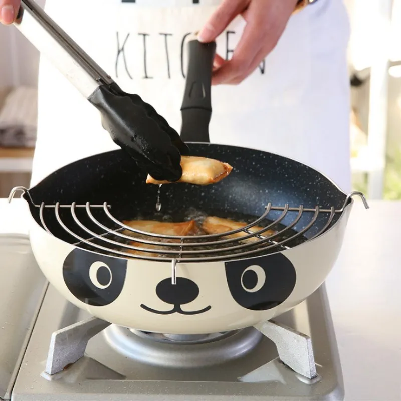 Новая прочная сковорода с рисунком панды из мультфильма Maifan каменная антипригарная сковорода вок глубокая сковорода индукционная плита Универсальная