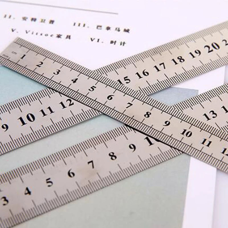 Высококачественная линейка из нержавеющей стали 15cm20cm30cm двухсторонняя шкала стандартная Линейка Канцелярские Принадлежности для офиса и