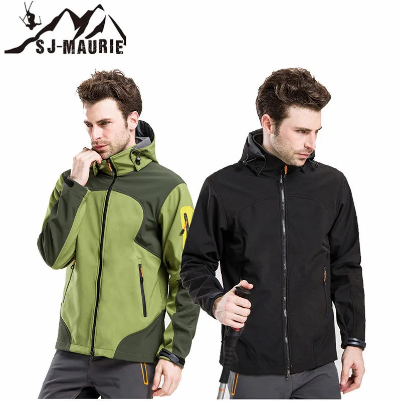 

SJ-MAURIE Men Outdoor Softshell Hiking Jacket Waterproof Windproof Rain Coat Windbreakers Fleece Softshell Outdoor Hiking Jacket