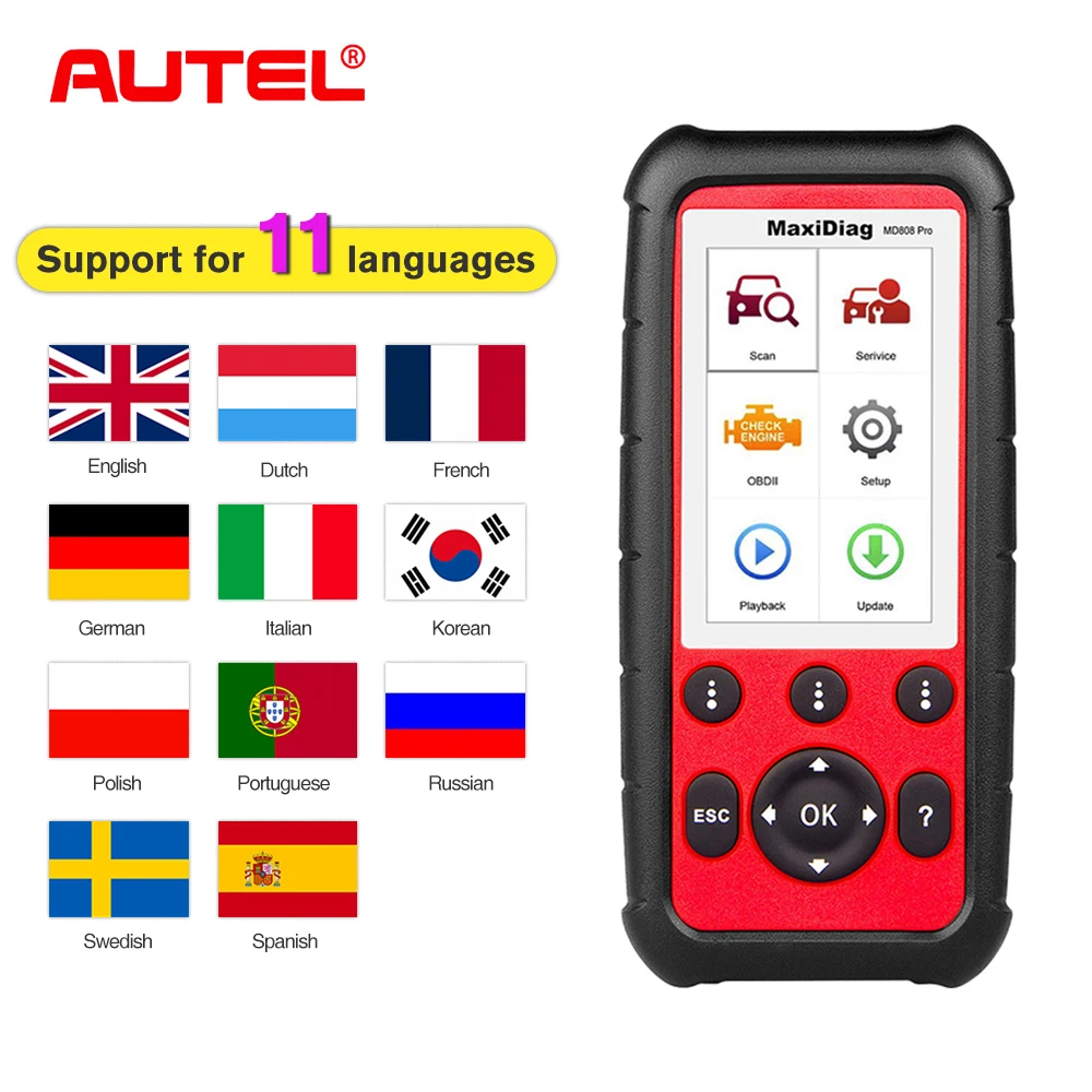 Autel Maxidiag MD808 PRO OBD2 автоматический сканер диагностический инструмент OBD 2 Автомобильный диагностический сканер scania Automotivo Automotriz сканирующий инструмент