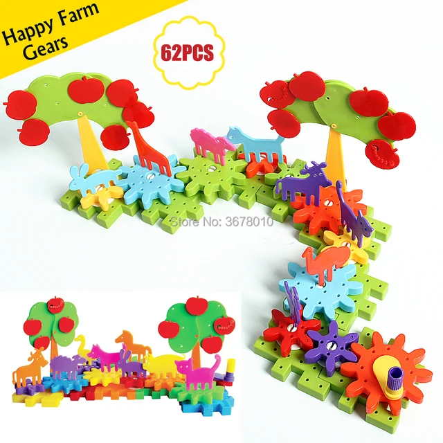 Fun With Gears DIY Creative Happy Farm Gears Building Set Spinning Gear Combination Educational STEM Toy Construction Kits 1