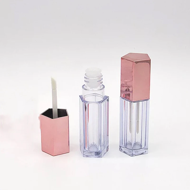 

20pc 10ml Pentagonal Rose Gold Empty Lipgloss Bottle DIY Lip Gloss Container Transprent Refillable Bottles Empty Lipgloss Bottle