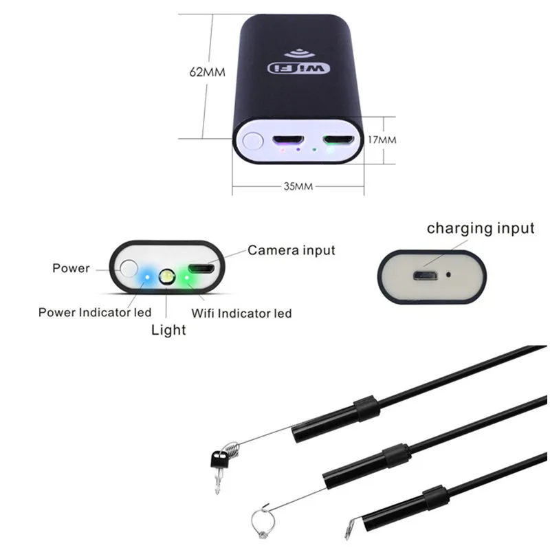 Fuers 720P HD WiFi эндоскоп 8 мм 1 м мягкий проводной эндоскоп для Iphone водонепроницаемый инспекционный бороскоп для Android iOS