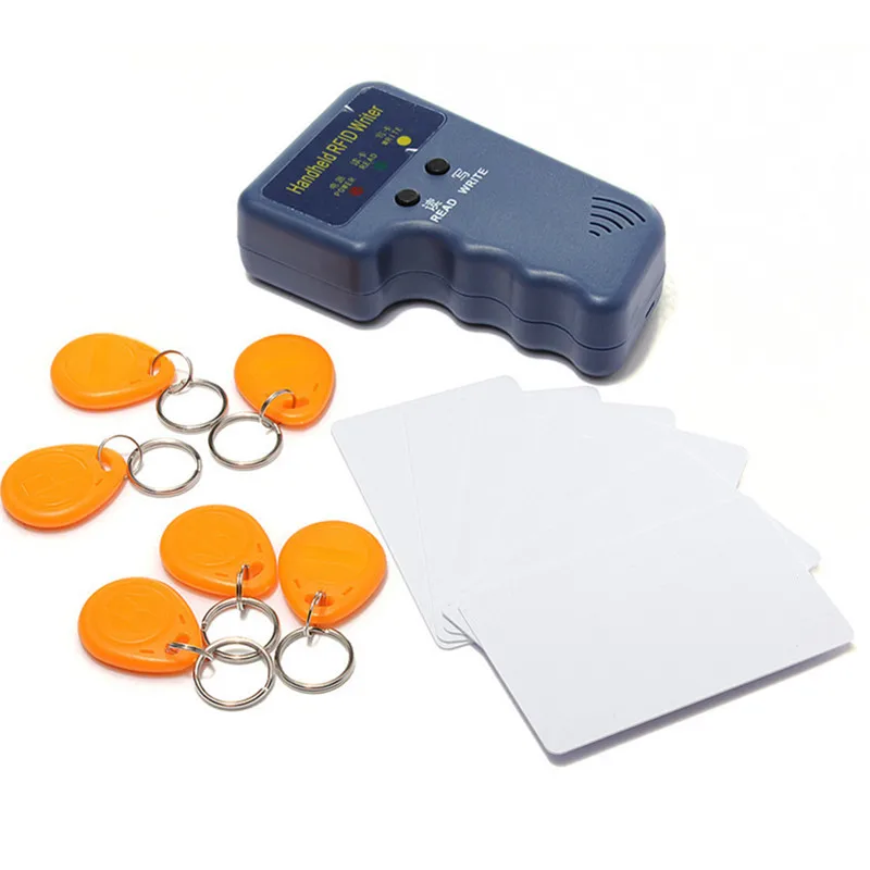 

RFID Handheld ID Card Copier Writer Duplicator Programmer Reader+6Keys+6pcs Rewritable ID Keyfobs Tags Cards 125KHz EM4100