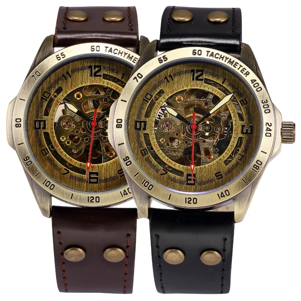 SHENHUA бронзовые часы винтажные с скелетом мужские montre homme Мужские автоматические
