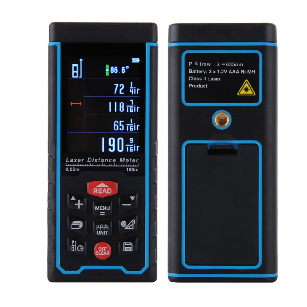 

Portable Handheld Digital Laser Distance Meter Color Display Range Finder Diastimeter Area Volume Measurement 50/70//100m