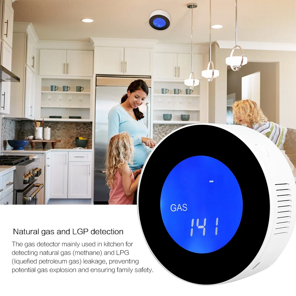ЖК-дисплей Wi-Fi детектор утечки горючего газа бытовой умный газовый датчик сигнализации
