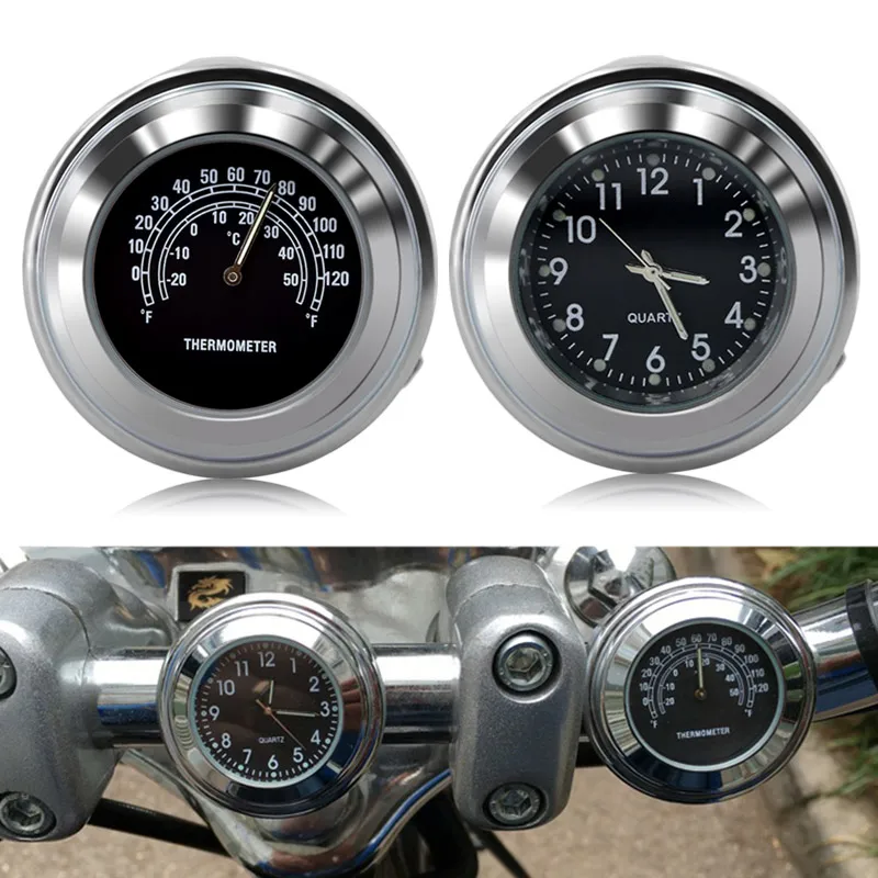 Universal Waterproof 7/8'' Motorcycle Bike Handlebar Mount Clock with