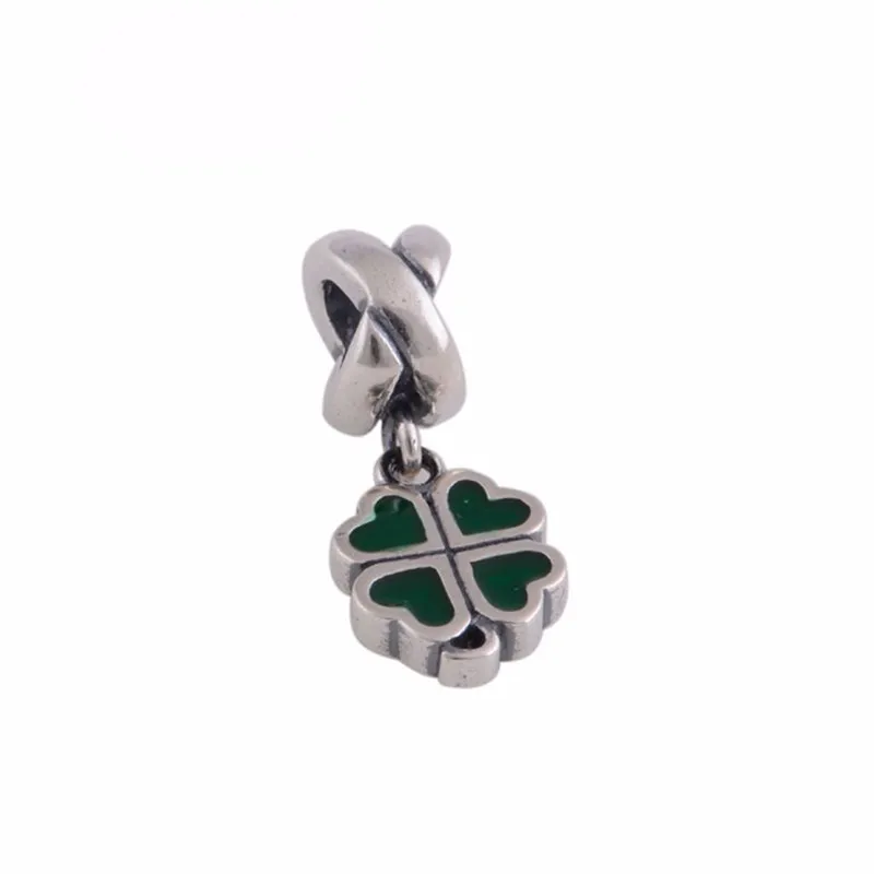 

CKK 925 Sterling Silver Green Clover Dangle Charms Beads Fits Pandora Charm Bracelets Necklaces DIY Jewelry Women Lover' Gift