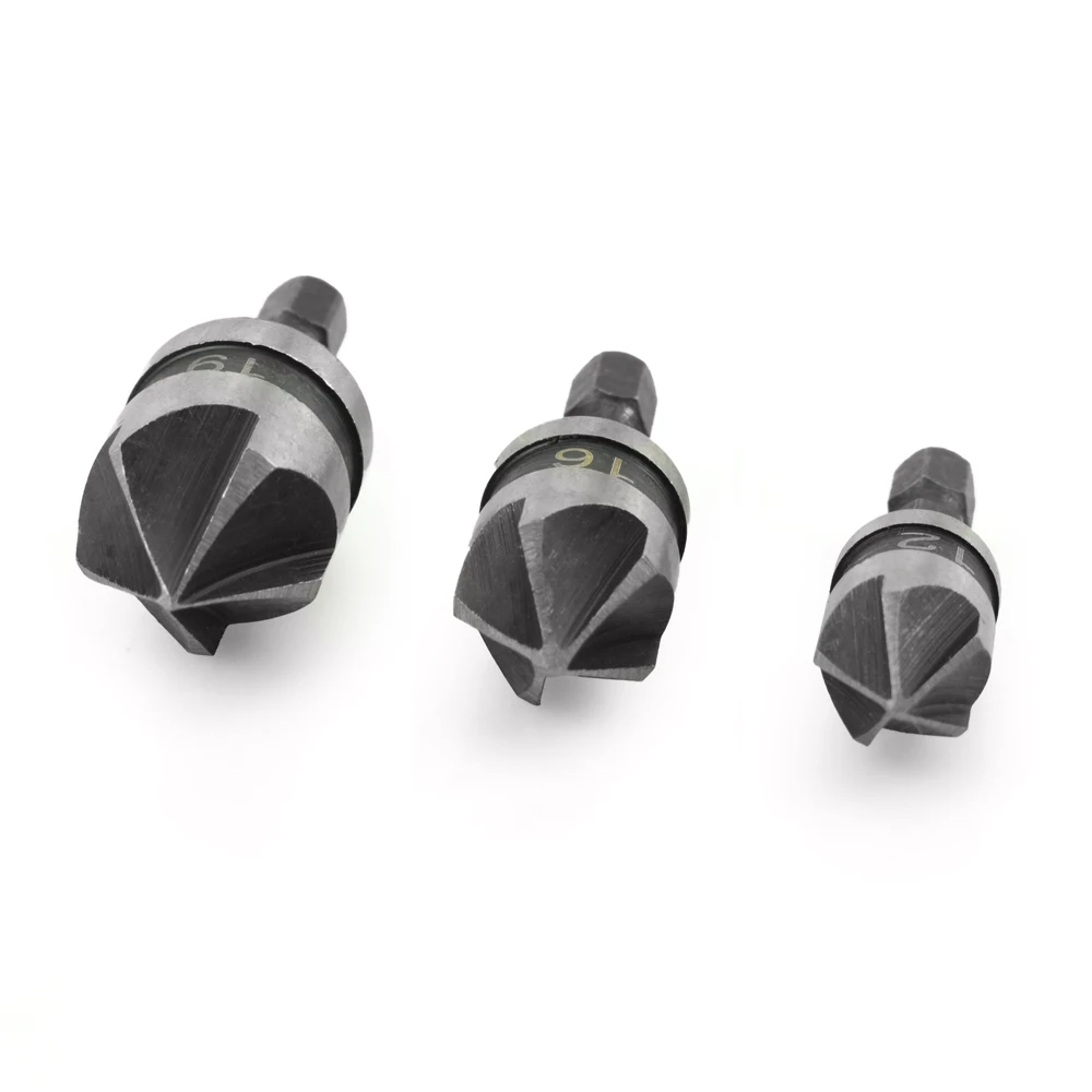 NEWACALOX 3 шт. 12 мм 16 19 Зенковка набор сверл 1/4 &quotшестигранный хвостовик дерево