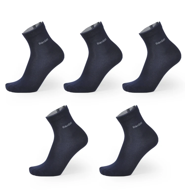 Брендовые Новые мужские носки из бамбукового волокна высокого качества повседневные дышащие антибактериальные мужские длинные носки 5 пар/лот - Цвет: 5 Dark Blue