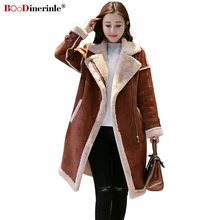 Новинка зимы, женские куртки из овечьей замши, Женская трендовая стеганая теплая куртка, женская уличная Длинная Верхняя одежда с воротником-стойкой, L068