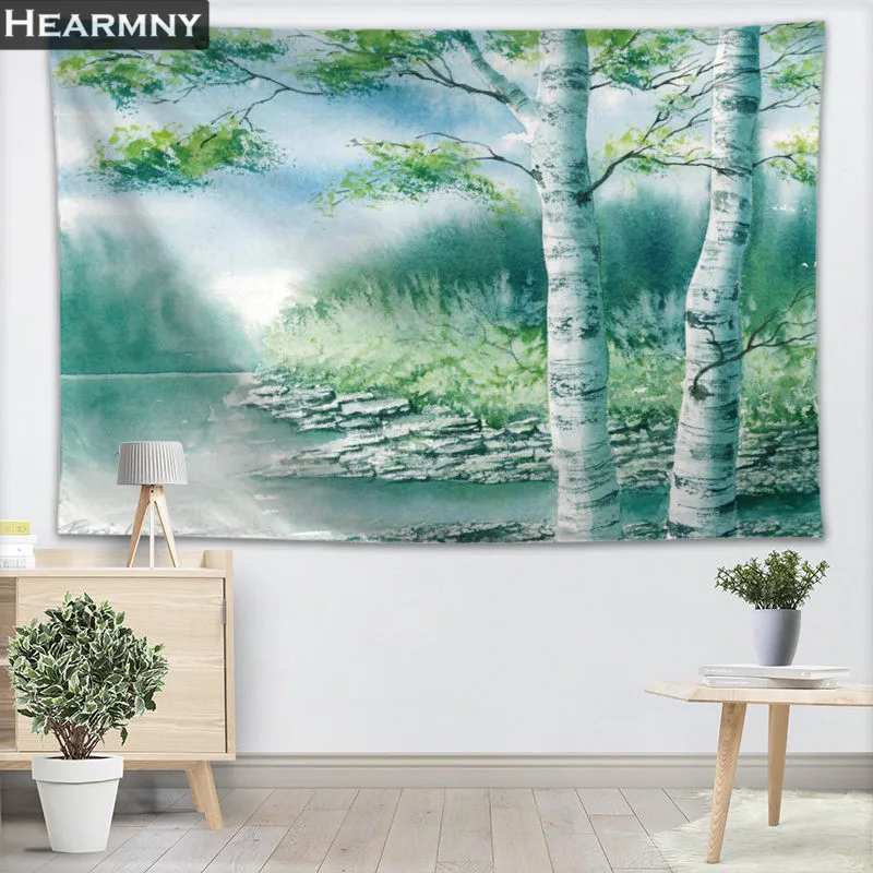 

HEARMNY Wall Tapestry Birch Fores Tapestries Wall Hanging Show Piece For Home Decor Wall Carpet Beach Throw Rug Blanket Yoga Mat
