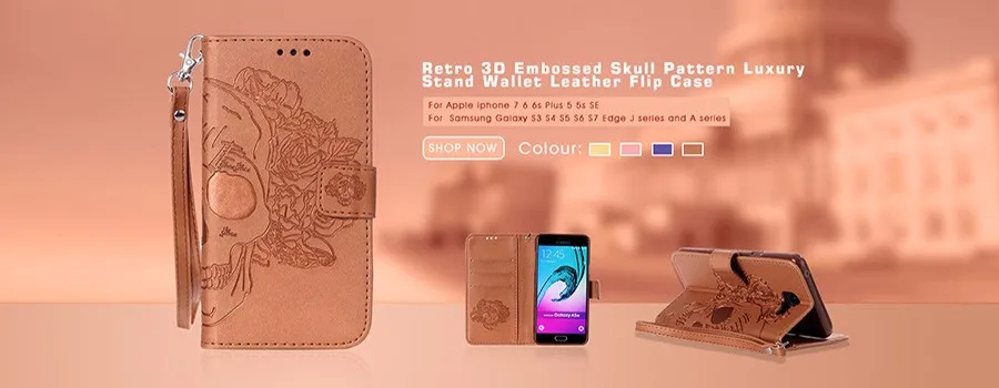 1920 x 600 Skull Pattern Leather Flip