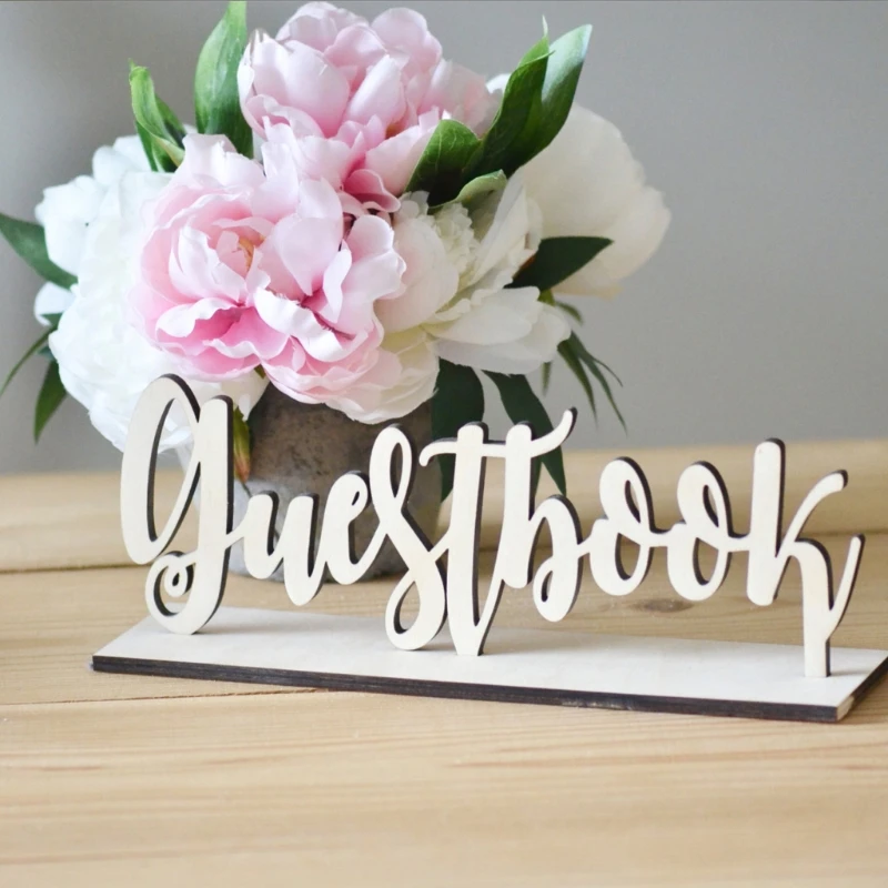 Милый деревянный знак Гостевая книга Свадебный декор отдельно стоящий знак Украшение DIY подарок
