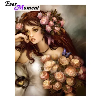 

Ever Moment Diamond Painting Cross Stitch Girl Flower Full Square Drill Picture Of Rhinestone 5D DIY Diamond Embroidery 3F1573