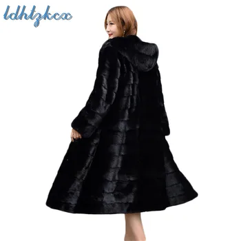 

Faux Fur Coat Women Black S-6XL Plus Size Winter Long Imitation Mink Fur Jacket 19 New Spring Fashion Warmth Coat Feminina LD915