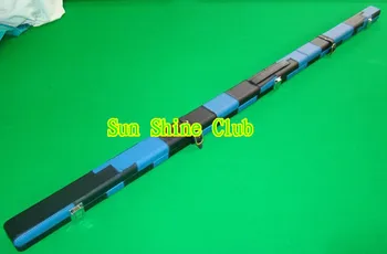

Free shipping black and blue patch patch design in 60" 1pc leather snooker cue cases with bronze lock