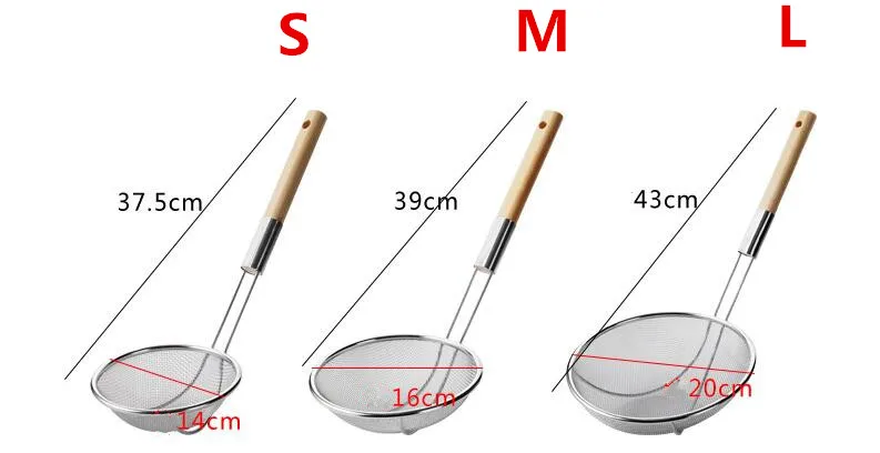 Усиленный Дуршлаг Из Нержавеющей Стали, ложка для супа с деревянной ручкой, кухонный мелкоячеистый ситечко для жарки, фильтр для еды, инструмент для приготовления пищи