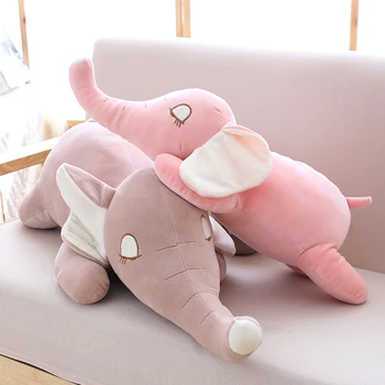 

60cm/85cm Cute Elephant Plush Pillows Soft Stuffed Cartoon Animal Pink/Blue/Gray Elephant Toy Baby Nap Dolls Kids Christmas Gift