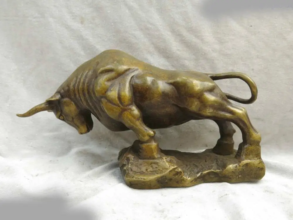 

DS China brass copper workmanship strong equity market lucky ox Sculpture Statue