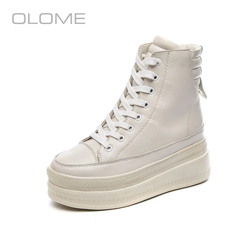 

OLOME Summer Super fire Wild Thick-soled single shoes increase high-top women's shoes casual tie with muffin bottom