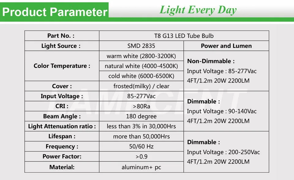 1S-T8-G13-Dimmable