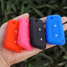 Capa de silicone de chave eletrônica, proteção para toyota toy43 hilux corolla avensis prado sorte rav4 chr dobrável flip 2 botões controle remoto