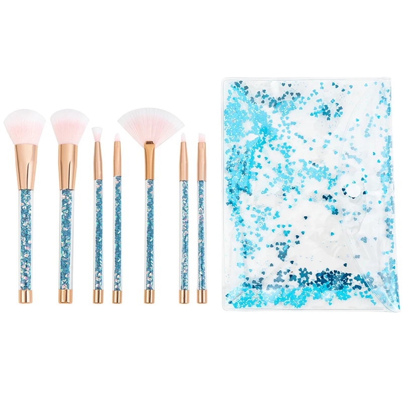 

New 7pcs Unicorn Glitter Shinny Makeup Brushes Set Foundation Blending Power Crease Brush Cosmetic Beauty Make Up Brush Tool
