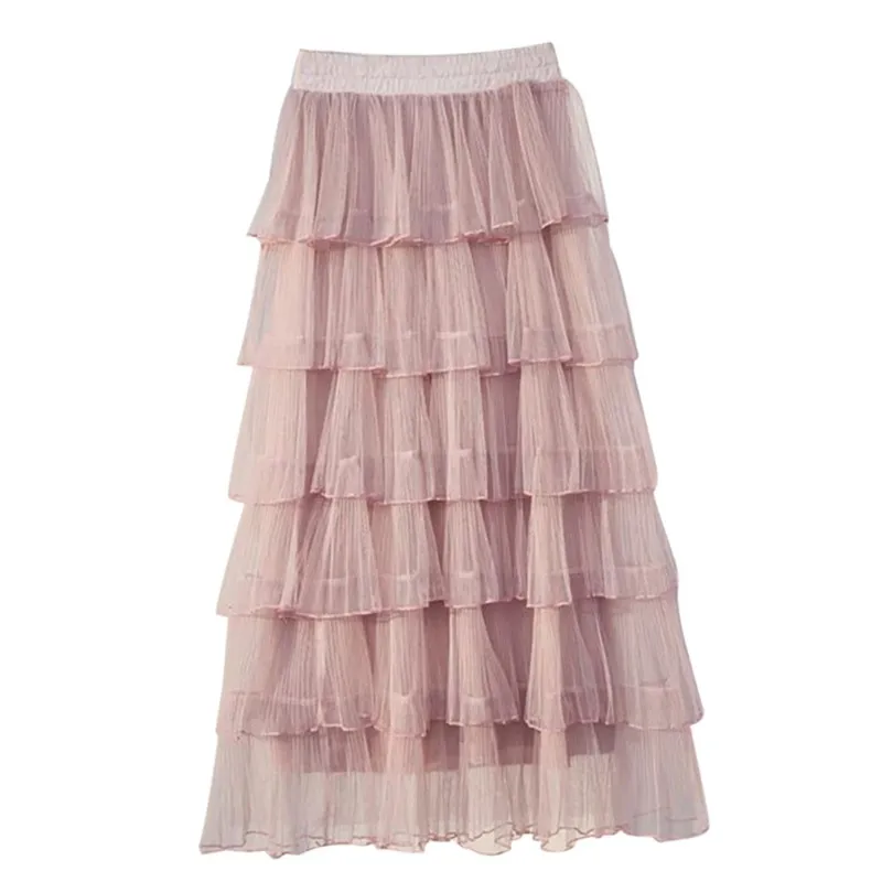 skirts womens Princess Multi-Layer Mesh Cake Skirt High Waist Chic Ruffled Skirt Fluffy Long Tulle skirts womens