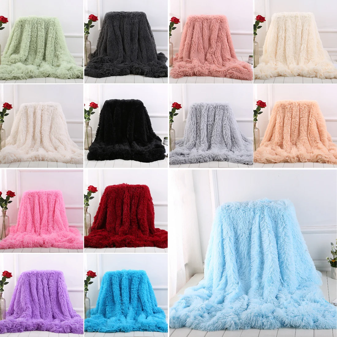 

Long Shaggy Fuzzy Fur Faux Fur Warm Throw Blanket Bed Sofa Blanket Gift Soft Blanket For Beds Throws Fleece Blanket