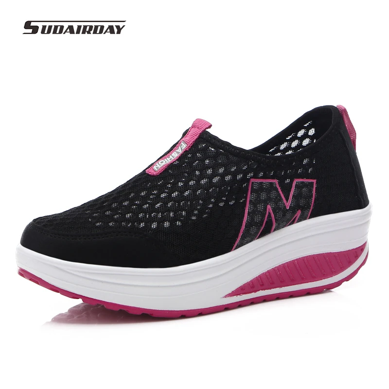 2016 New font b Women b font Summer Breathable Mesh Platform Casual Shoes Womens M Walking